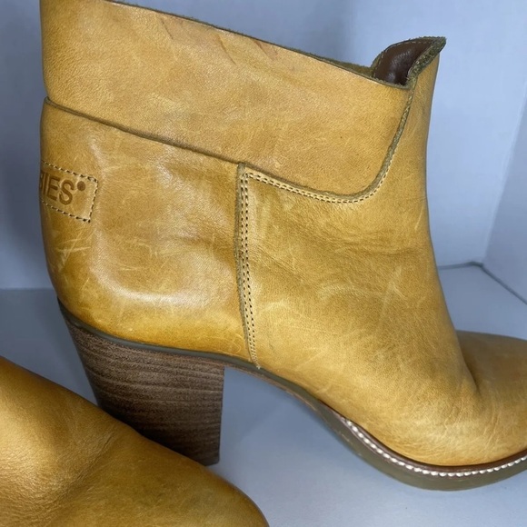 Shabbies Amsterdam Womens 39 US 8.5 Ankle Boots Cognac Tan Booties Leather 3" H - Picture 5 of 12